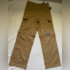 Faded Glory Tan Durable Straight Leg Convertible Stretch Cargo Pants Shorts